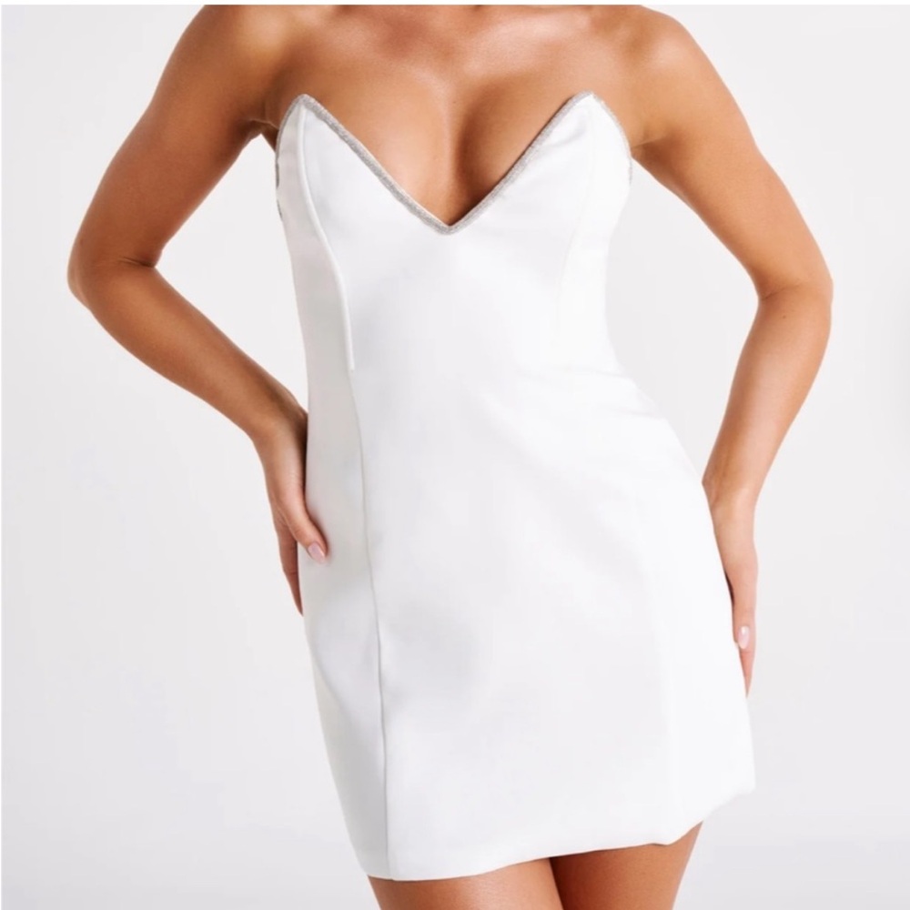 Meshki White Diamante Mini Dress XXL (12)